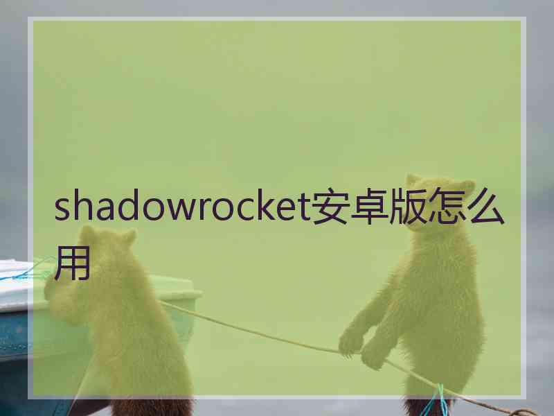 shadowrocket安卓版怎么用