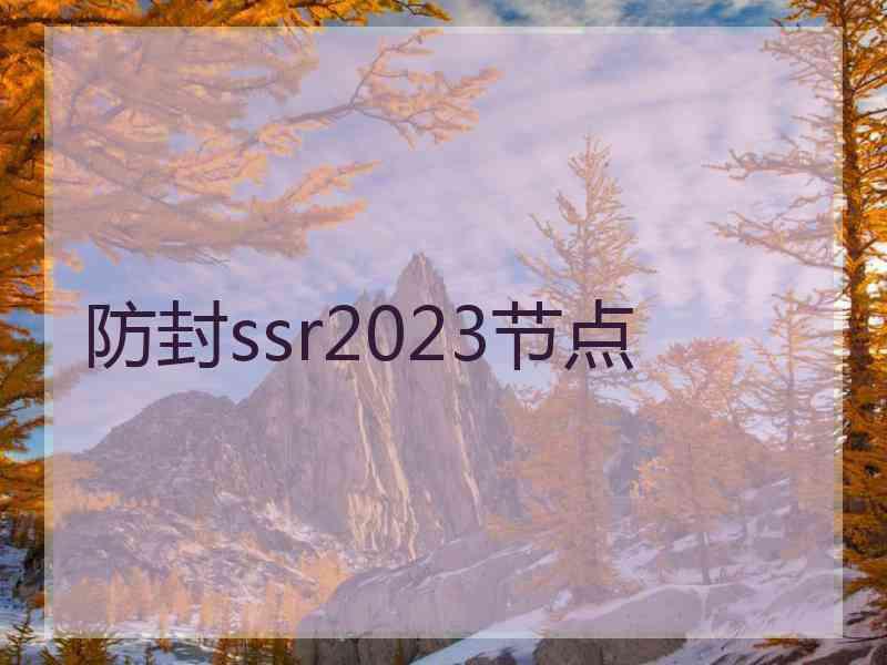 防封ssr2023节点