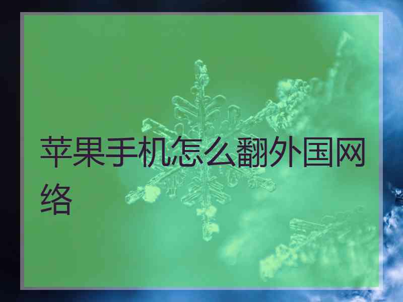 苹果手机怎么翻外国网络