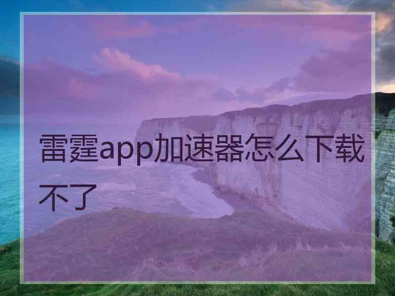 雷霆app加速器怎么下载不了