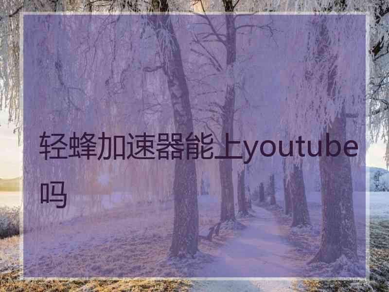 轻蜂加速器能上youtube吗