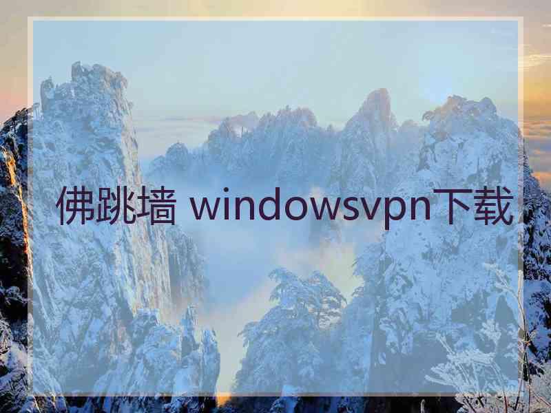 佛跳墙 windowsvpn下载